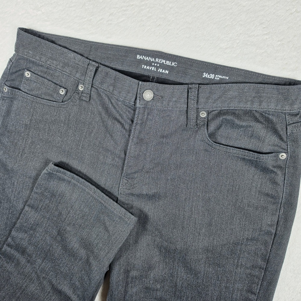 NEW Banana Republic Travel Jean Mens 34x30 Charcoal Heat Athletic Fit Stretch